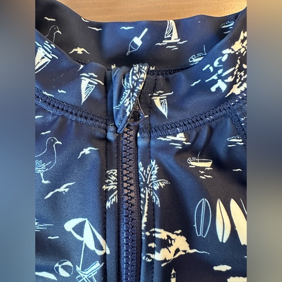 Janie and Jack Blue Toile Rash Guard 12-18M - Picture 4 of 6